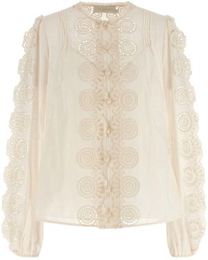 Zimmermann 'lucky' Embroidered Blouse - Natural
