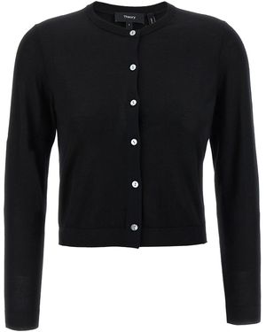Theory Wool Cropped Cardigan - Black