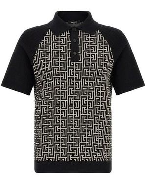 Balmain Polo Monogramma Pb - Nero