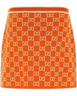 Gucci Gg Jacquard Skirt - Orange