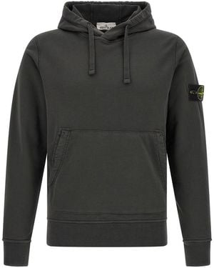 Stone Island Hooded Sweatshirt With Compass Badge - Grey
