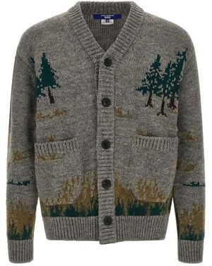 Junya Watanabe Cardigan Mit Intarsienmuster - Grau