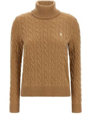 Polo Ralph Lauren Braided Turtleneck Jumper - Brown