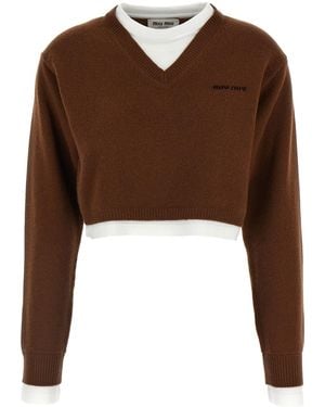 Miu Miu Cropped Jumper - Brown