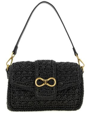 Twinset Raffia Crossbody Bag - Black