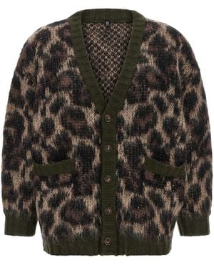 R13 Animal Print Cardigan - Black