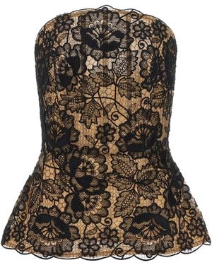 Elie Saab Guipure Lace Corset Top - Green