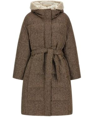 Brunello Cucinelli 'shiny Zipper Pull' Down Jacket - Brown