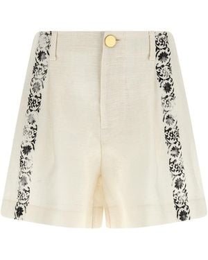Alberta Ferretti 'fortuny' Linen Shorts - Natural
