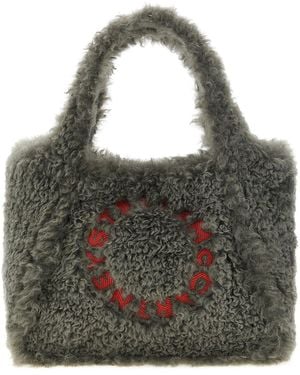 Stella McCartney Logo Faux Shearling Tote - Grey