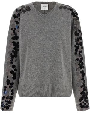 Nude Pailletten-Strickpullover - Grau
