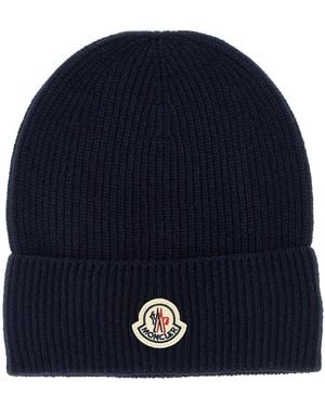 Moncler Wool And Cashmere Beanie - Blue