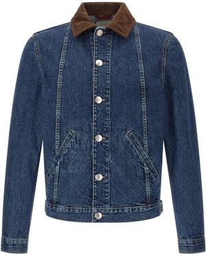 Brunello Cucinelli Giacca Denim E Suede - Blu
