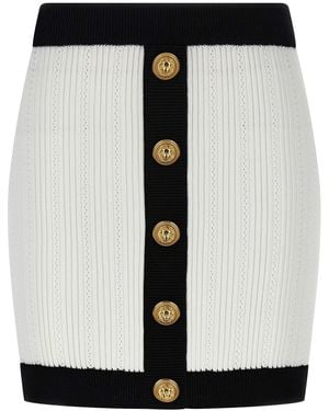 Balmain Two-tone Miniskirt - Black