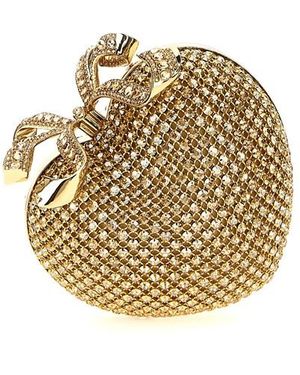 Self-Portrait Clutch 'Gold Crystal Heart' - Metallizzato