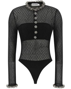 Self-Portrait Durchbrochener Body Aus Strick - Schwarz