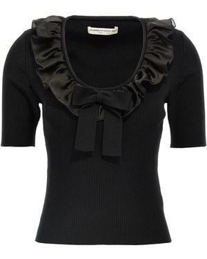 Alessandra Rich Ruffle T-shirt - Black