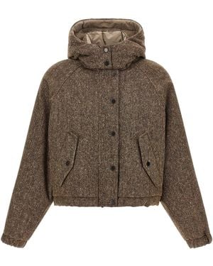 Brunello Cucinelli Piumino Tweed Donegal - Marrone