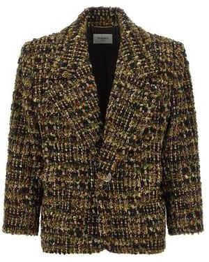 Saint Laurent Blazer Tweed Bouclé - Marrone
