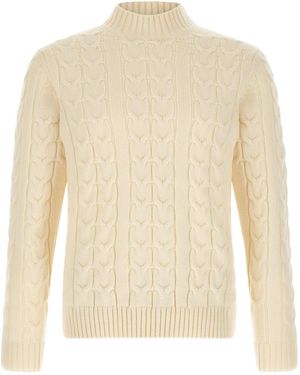 Zanone Zopfstrick-Pullover Mit Stehkragen - Weiß