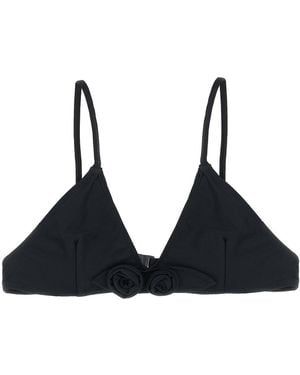Coperni Bikini Top With 3D Roses - Black