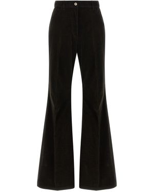 Ferragamo Striped Flared Velvet Trousers - Black