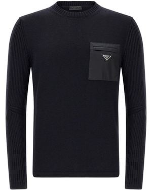 Prada Pullover Mit Taschen "Re-Nylon" - Blau