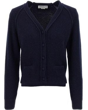 Victoria Beckham 'stepped Hem' Cardigan - Blue