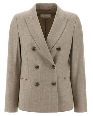 Peserico Double-breasted Blazer - Natural
