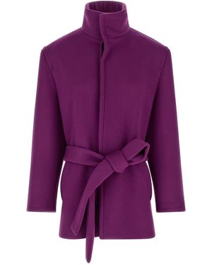Saint Laurent Double-face Wool Coat - Purple