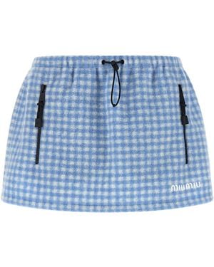 Miu Miu Fleece-effect Vichy Skirt - Blue