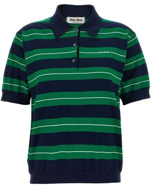 Miu Miu Striped Polo Shirt - Green
