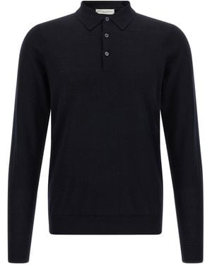 LARMERI STUDIO Merino Wool Polo Shirt - Blue