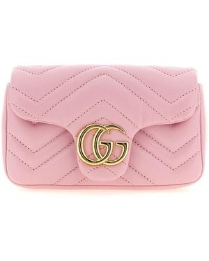 Gucci 'Gg Marmont' Chevron Crossbody Bag - Pink