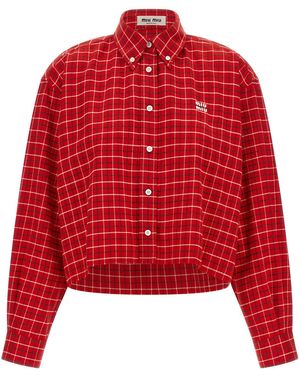 Miu Miu Plaid Flannel Shirt - Red