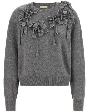 Alberta Ferretti Maglione Fiori Ricamati - Grigio