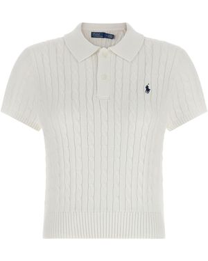 Polo Ralph Lauren Braided Crop Polo Shirt - White