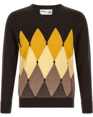 Ballantyne Pullover Mit Intarsienmuster 'Classic Diamond' - Schwarz