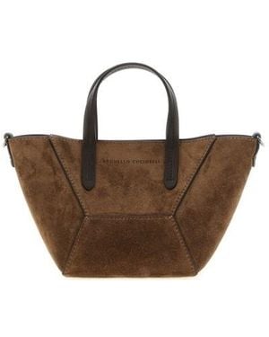 Brunello Cucinelli Borsa A Mano 'Bc Duo' Mini - Marrone