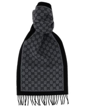 Gucci Gg Jacquard Scarf - Black