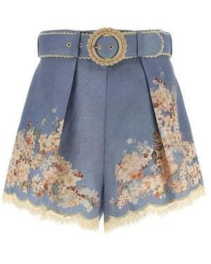 Zimmermann 'cascadian Tuck' Shorts - Blue