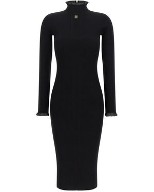 Elisabetta Franchi Ribbed Knit Dress - Black