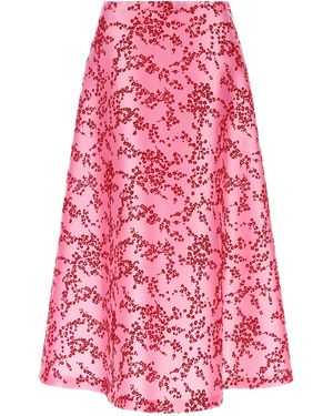 Alberta Ferretti 'mikado Floreale' Skirt - Red