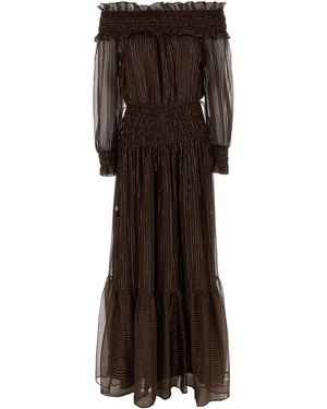 Self-Portrait 'brown Georgette Off Shoulder Maxi' Dress