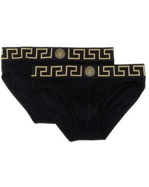 Versace 2-Pack Slip Motivo 'Greca' - Nero