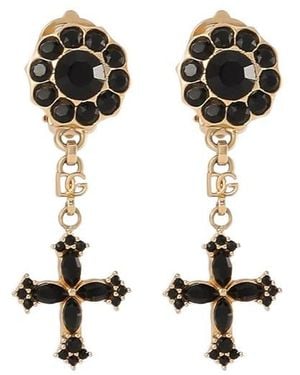 Dolce & Gabbana Orecchini Con Pendente A Croce - Nero