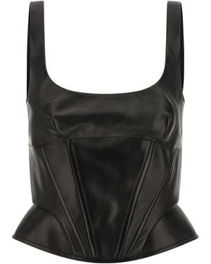 Ermanno Scervino Peplos Leather Top - Black