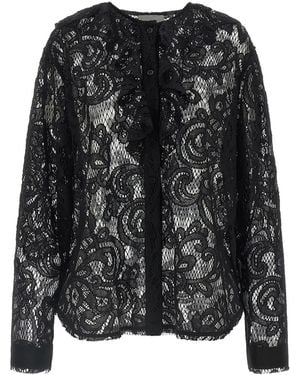 Nude Lace Shirt - Black