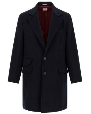 Brunello Cucinelli Cappotto Beaver Di Lana - Blu