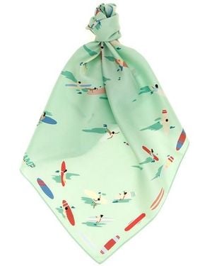 Longchamp Foulard Stampa 'En Attendant La Vague' - Verde